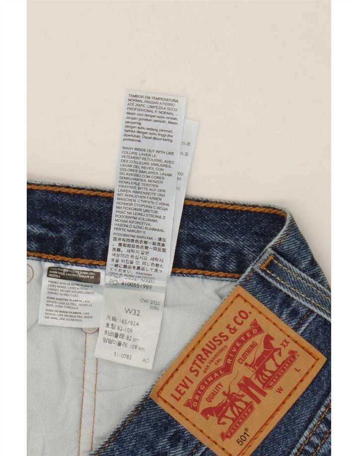 Pantaloncini Levi's da donna 501 in denim invecchiato W32 grande cotone blu
