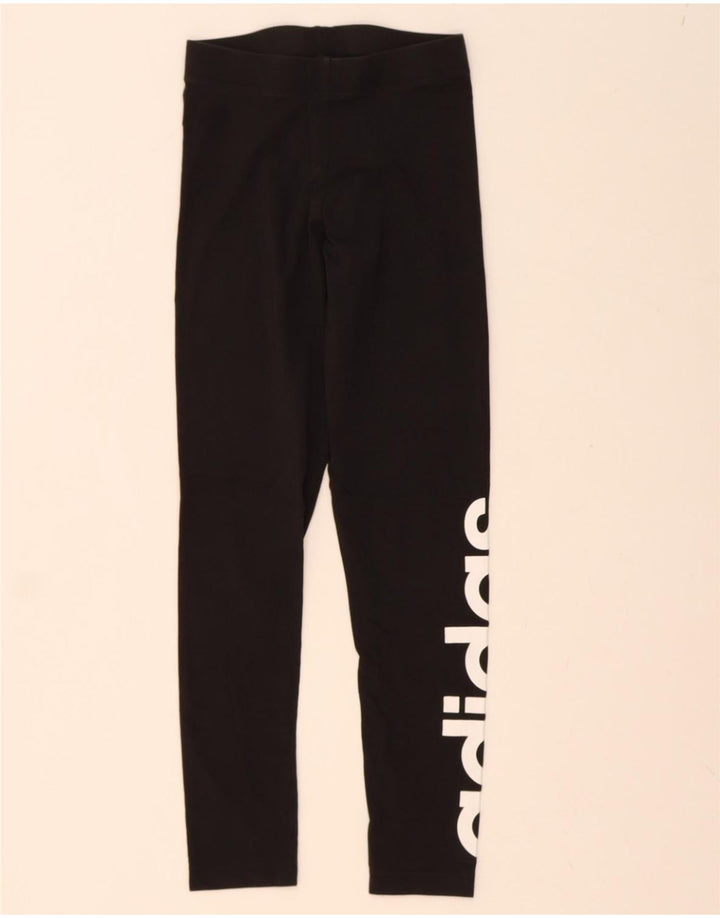 ADIDAS Womens Graphic Leggings UK 4 XS Black Vintage Adidas and Second-Hand Adidas from Messina Hembry 