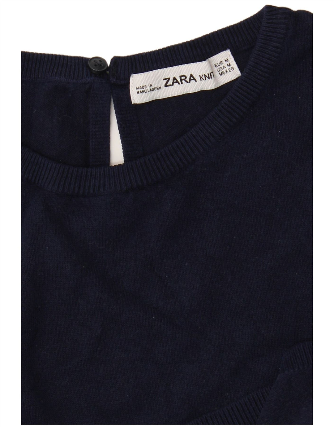 Maglione corto girocollo da donna Zara UK 12 blu navy medio