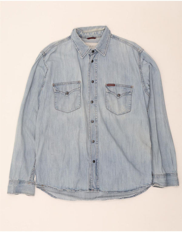 Camicia di jeans da uomo Carrera grande in cotone blu