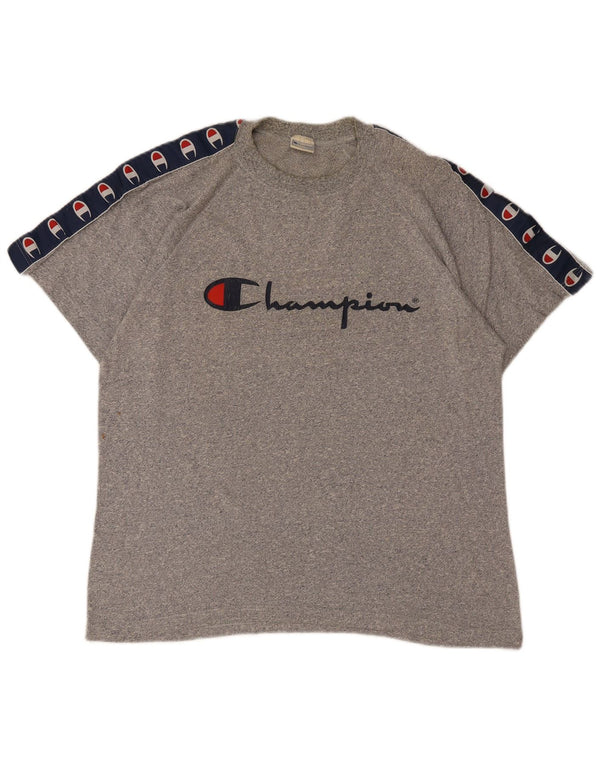 T-shirt grafica da uomo Champion Top grande in cotone color block grigio