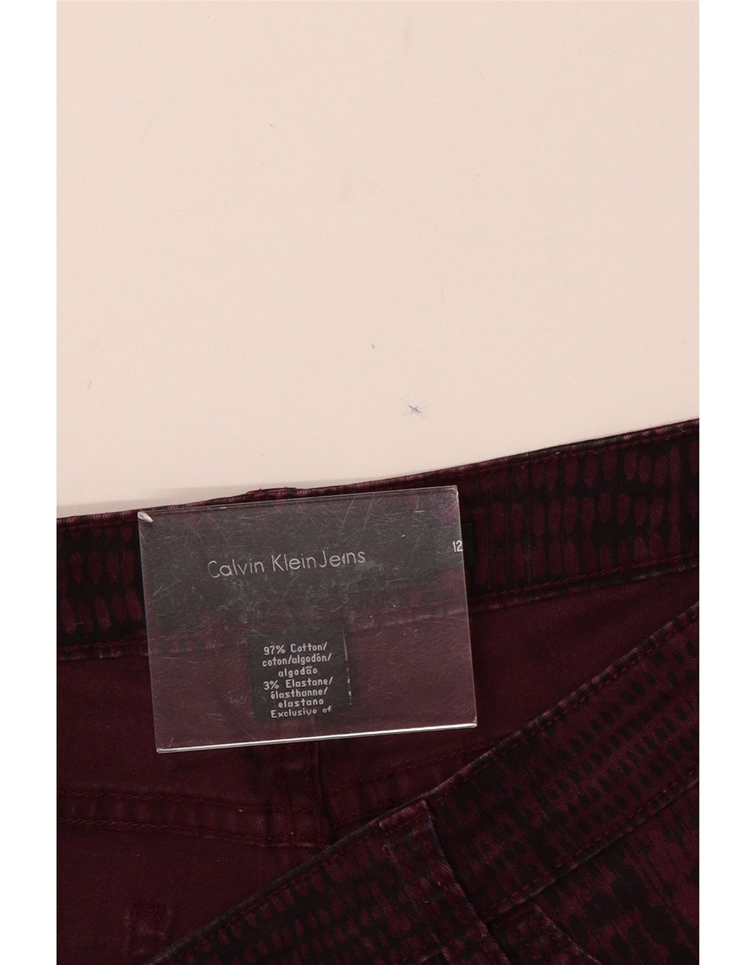 CALVIN KLEIN Pantaloni casual da donna US 12 Large W32 L31 Bordeaux