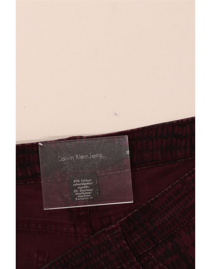 CALVIN KLEIN Pantaloni casual da donna US 12 Large W32 L31 Bordeaux