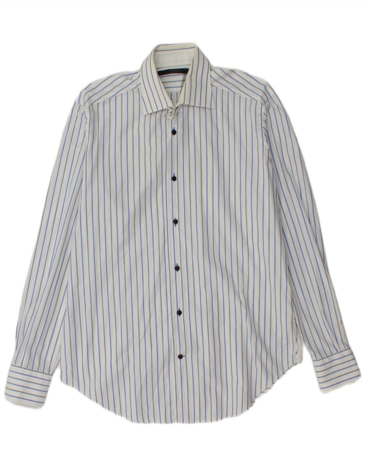 Camicia da uomo Ungaro taglia 39 15 1/2 cotone a righe bianche medie