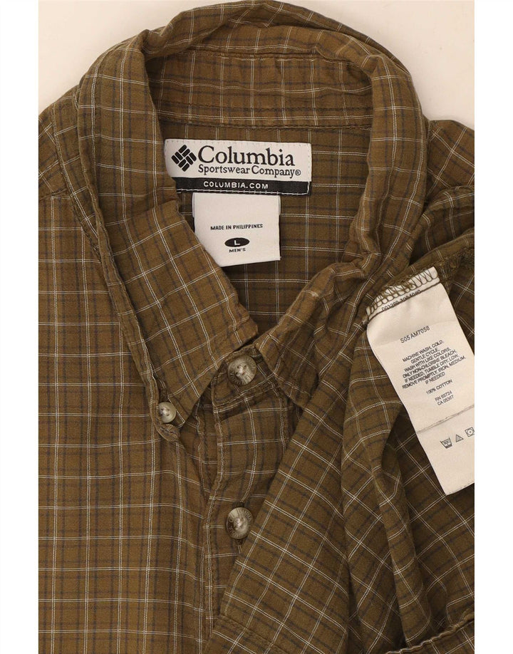 Camicia a maniche corte da uomo Columbia in cotone a quadri kaki grandi