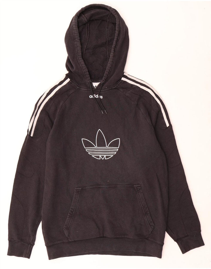 Felpa con cappuccio grafica da uomo Adidas, cotone medio nero