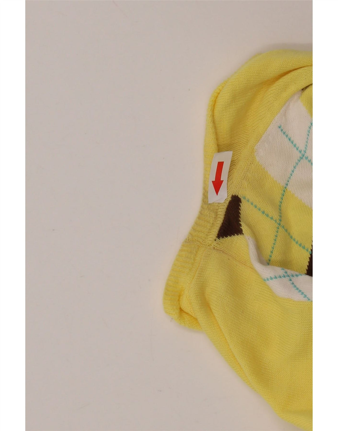 J. CREW Maglione da donna con scollo a V UK 12 Medio Giallo Argyle/Diamante