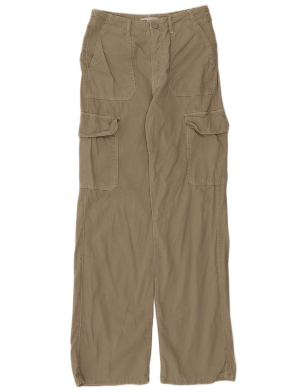 Pantaloni cargo larghi a vita alta da donna Zara EU 34 2XS W24 L32 Cachi
