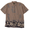 Camicia vintage da uomo a maniche corte in cotone floreale grigio grande