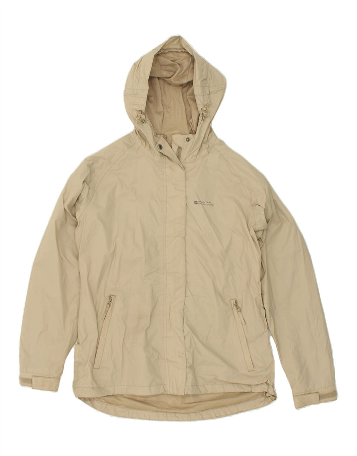 MOUNTAIN WAREHOUSE Womens Hooded Rain Jacket US 12 Large Beige Polyester Vintage Mountain Warehouse and Second-Hand Mountain Warehouse from Messina Hembry 