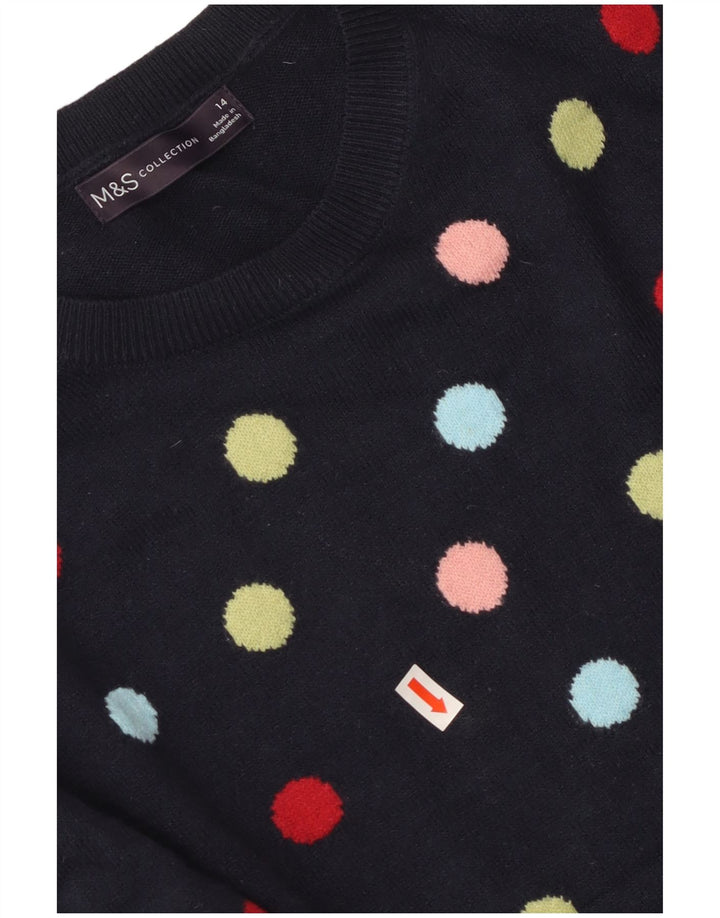 MARKS & SPENCER Maglione maglione girocollo da donna UK 14 Medio Blu navy