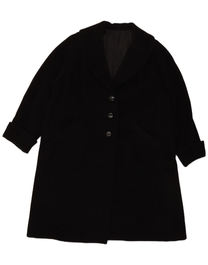 VINTAGE Womens Oversized Overcoat IT 38 XS Black Wool