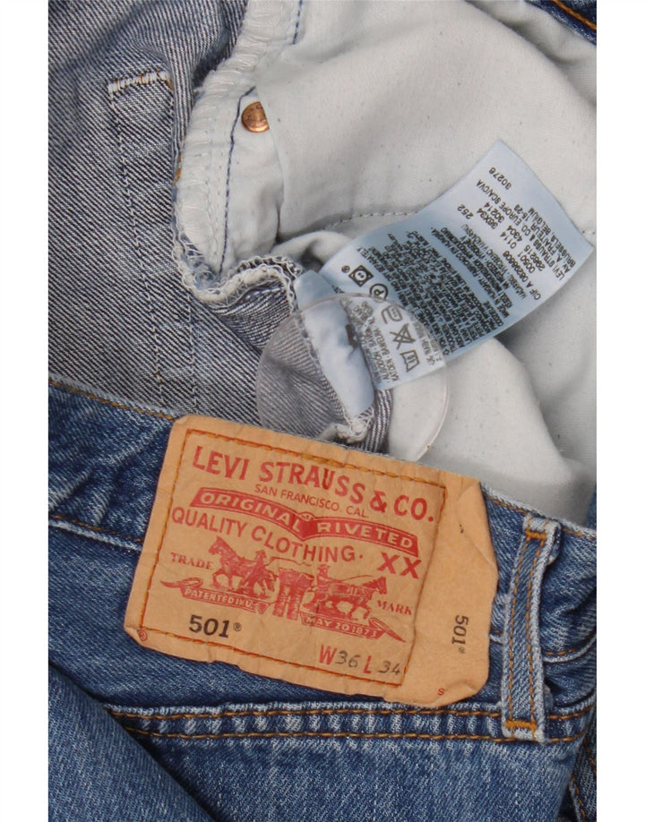Levi's Uomo 501 Capri Jeans W36 L21 Blu Cotone