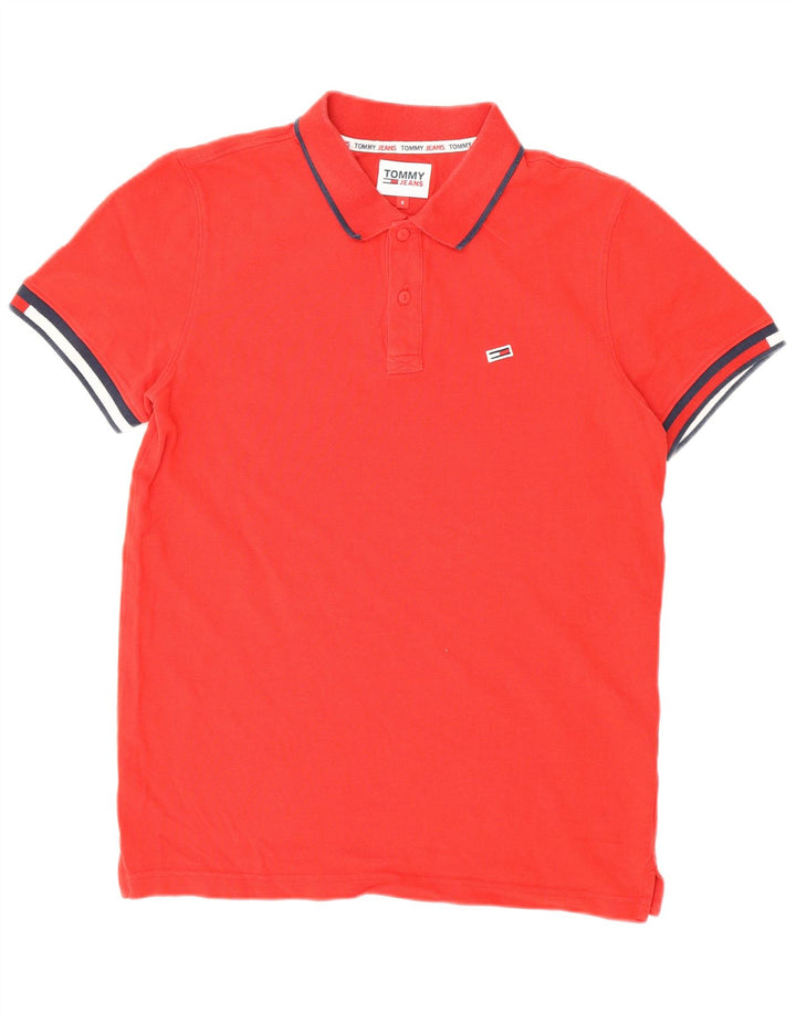 Polo da uomo Tommy Hilfiger piccola in cotone rosso