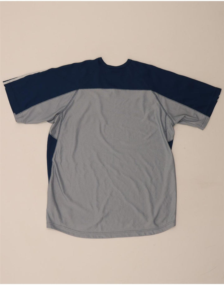 Adidas Uomo Climacool T-shirt Top Large Blu Navy Colourblock Poliestere
