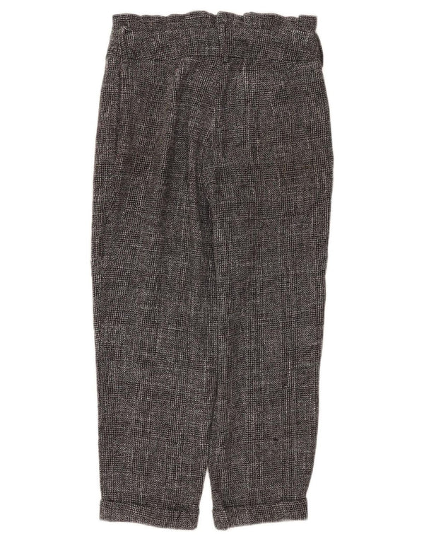 Topshop Womens Cropped Trousers UK 10 Small W28 L22 Grey Check Polyester