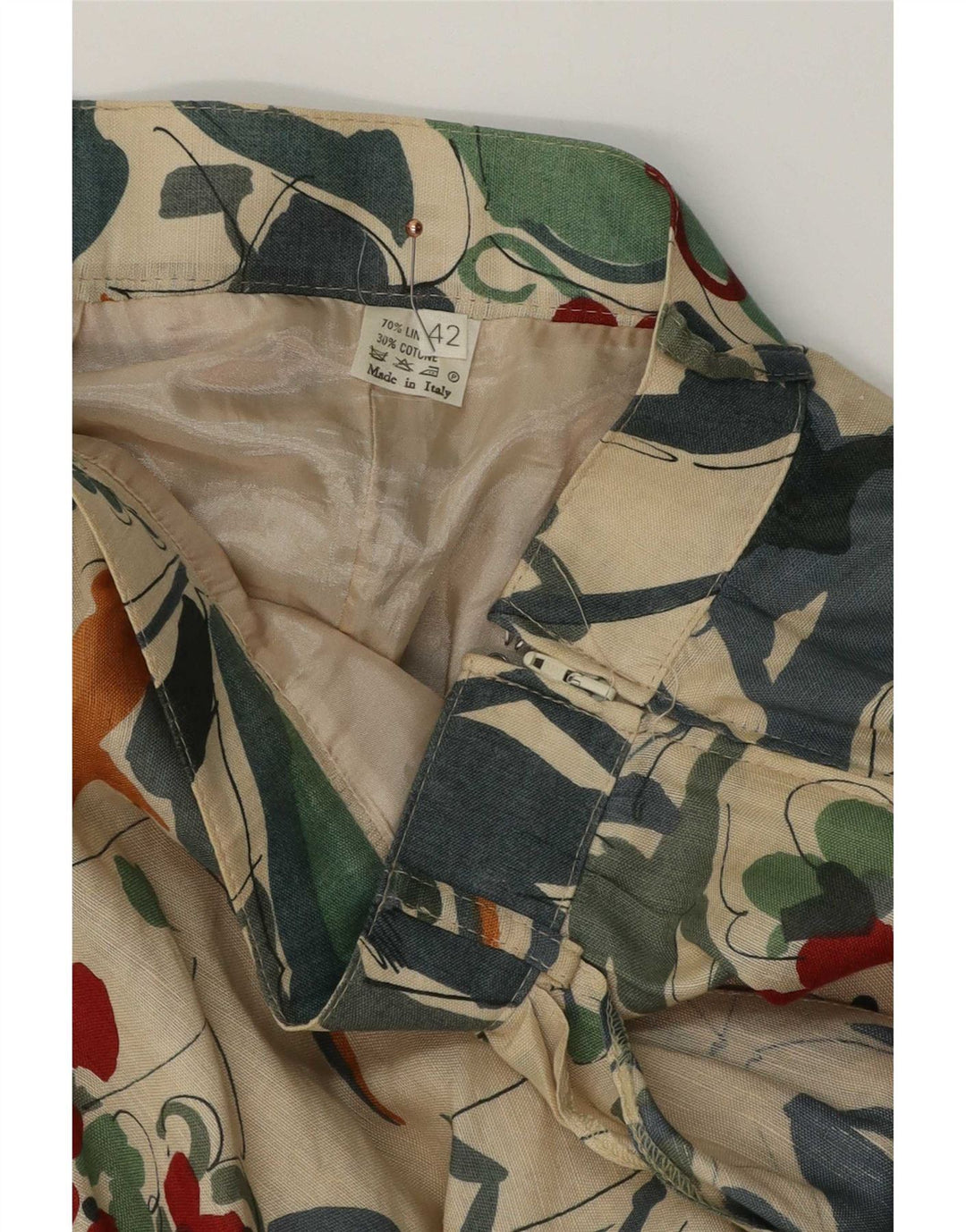 Gonna a trapezio a vita alta da donna vintage IT 42 media W26 multicolore