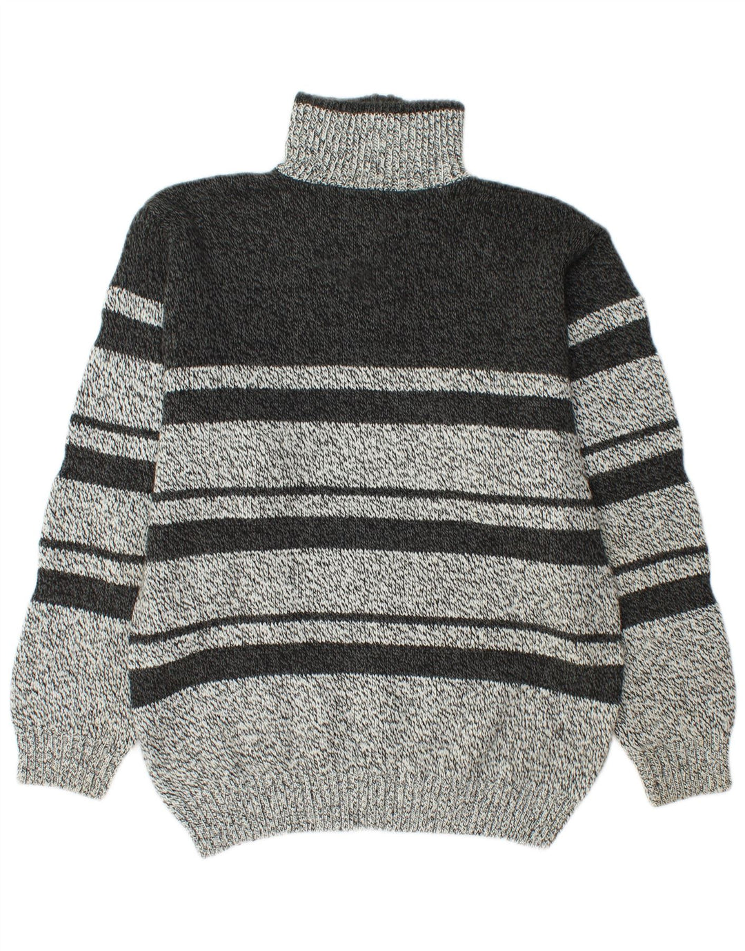 Maglione vintage da uomo con zip e collo in acrilico a righe grigio medio