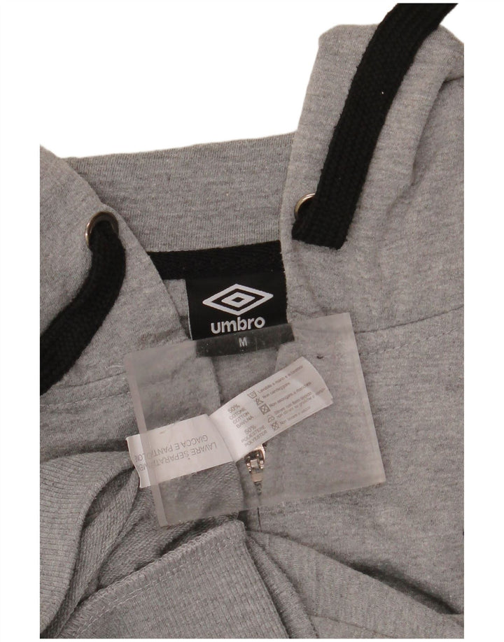 UMBRO Maglione con cappuccio e zip da uomo in cotone color block grigio medio