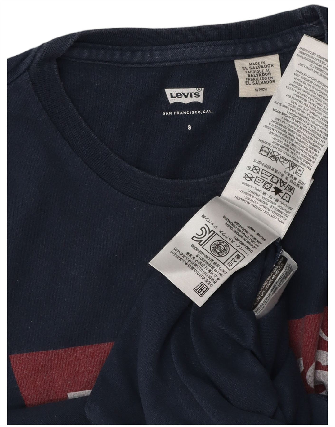 T-shirt grafica da uomo Levi's Top Small in cotone blu navy