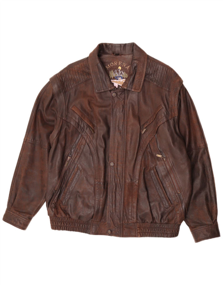 Giacca in pelle da uomo Morena UK 46 3XL Pelle marrone