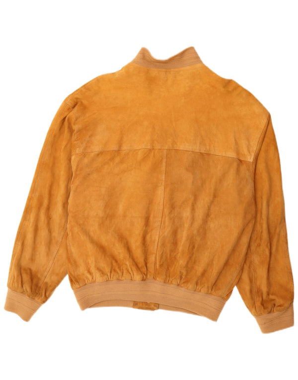 Giubbotto bomber in pelle scamosciata vintage da uomo UK 40 grande beige