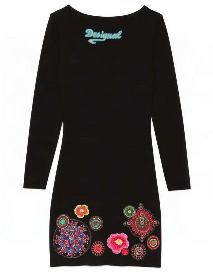 Desigual Abito tubino grafico da donna UK 12 Medio Nero geometrico