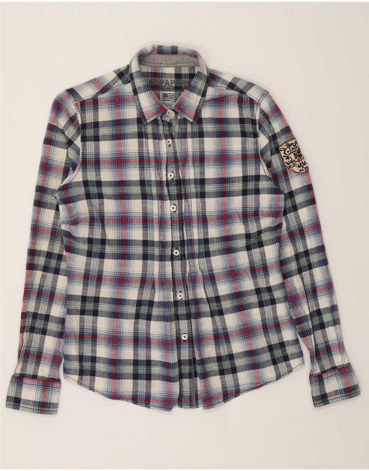 Camicia in flanella grafica da donna Napapijri UK 14 grande motivo a quadri multicolore