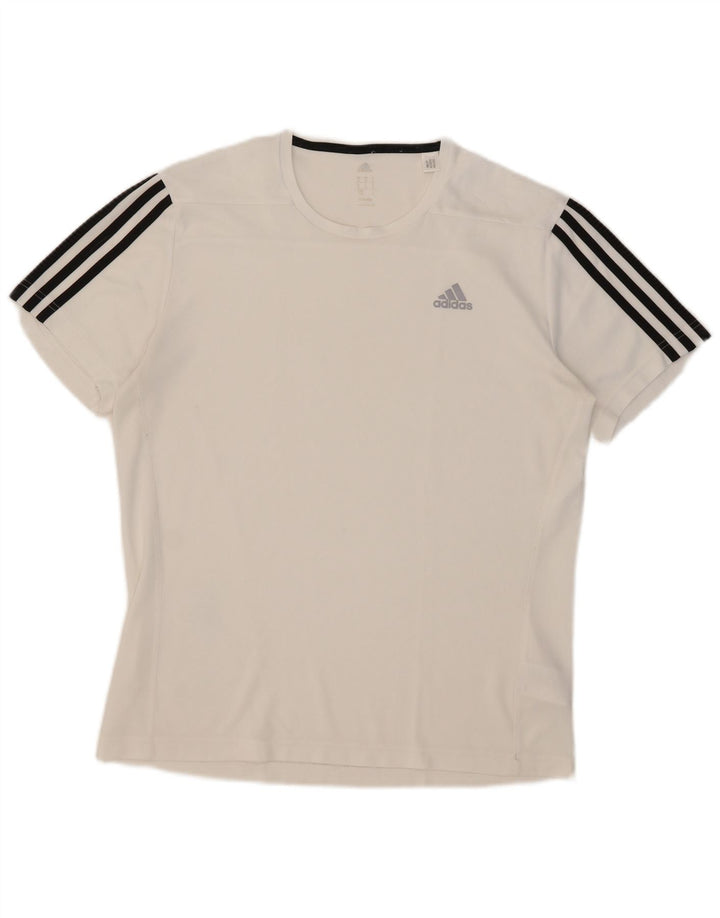 T-shirt Adidas Climalite da uomo Top in poliestere bianco medio