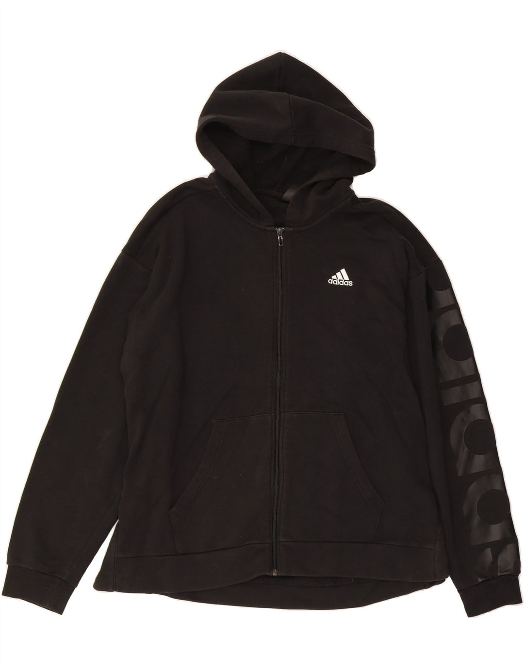ADIDAS Mens Graphic Zip Hoodie Sweater Medium Black Cotton Vintage Adidas and Second-Hand Adidas from Messina Hembry 