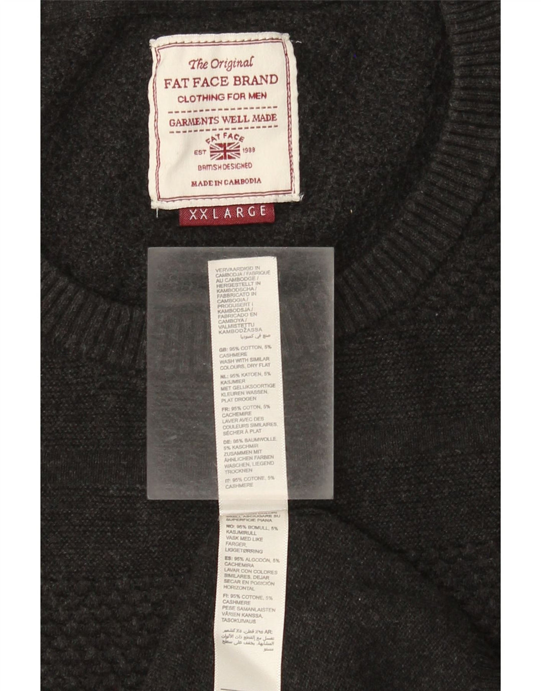 Maglione maglione girocollo da uomo Fat Face 2XL cotone grigio