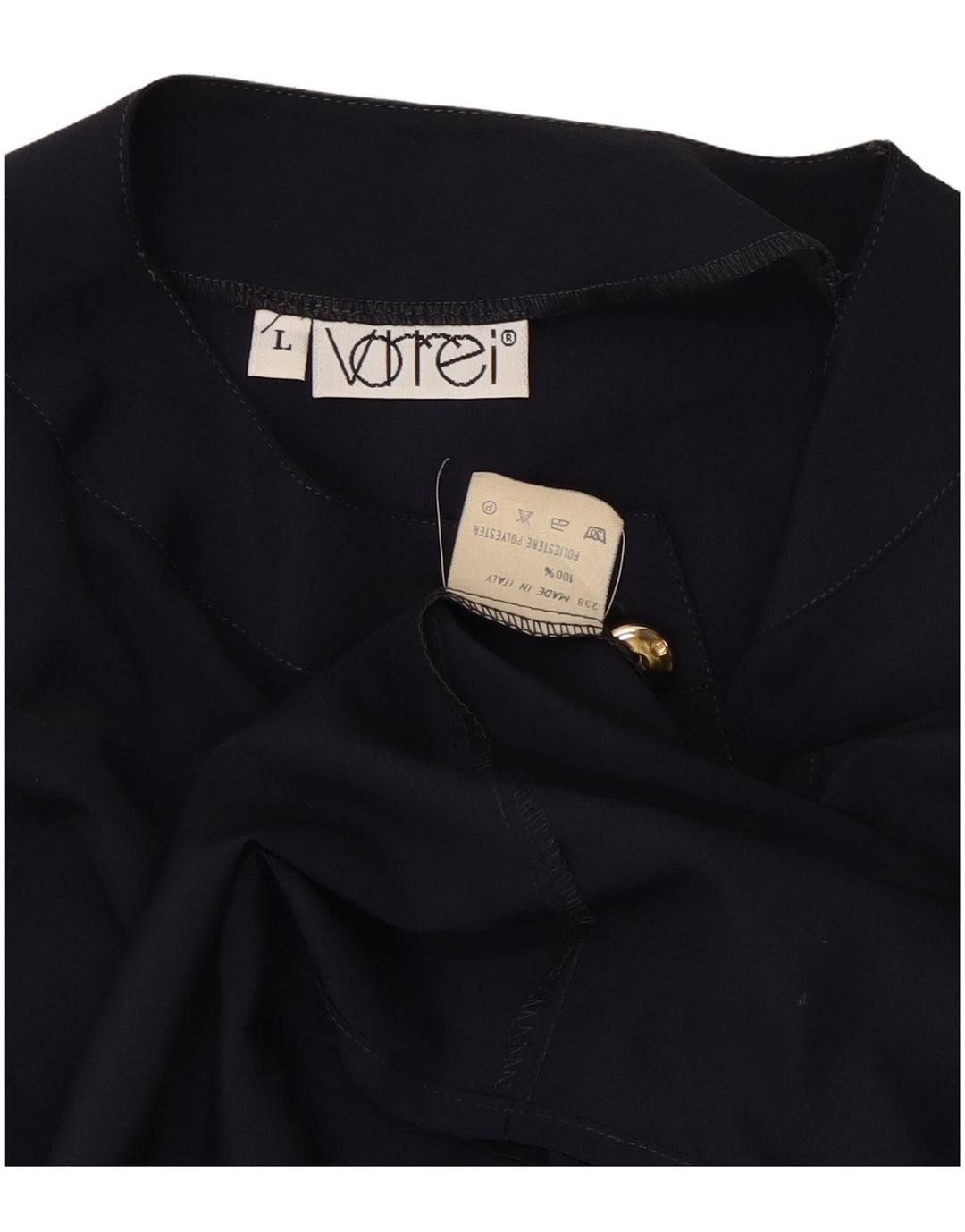 VINTAGE Womens Shirt Blouse UK 16 Large Navy Blue Polyester