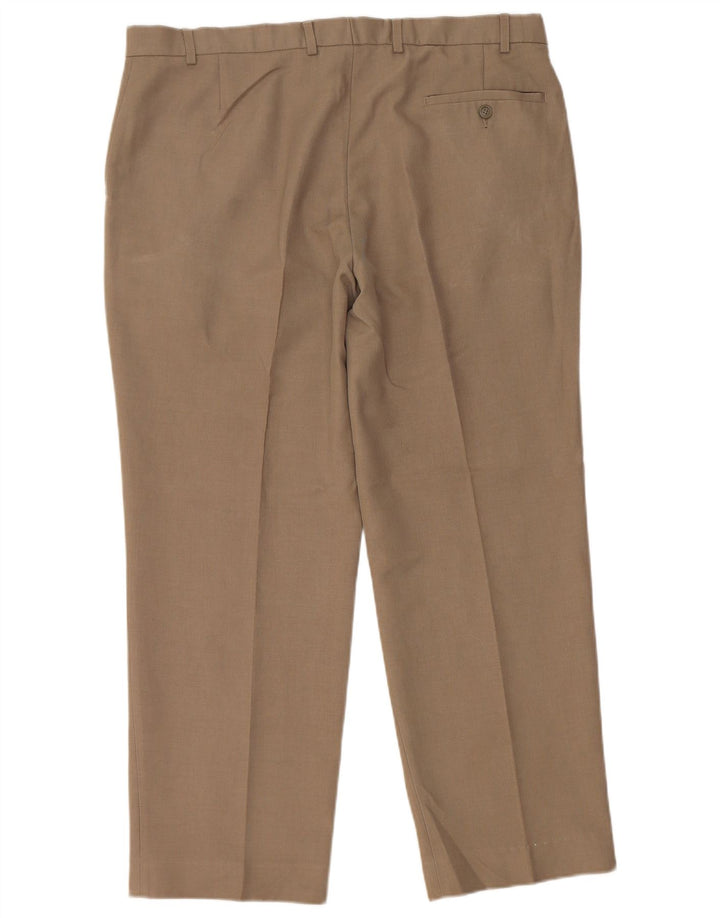 MARKS & SPENCER Pantaloni da abito dritti da uomo W38 L29 Poliestere beige