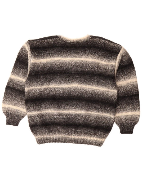 Maglione maglione vintage da donna con scollo a barca UK 18 XL a righe nere