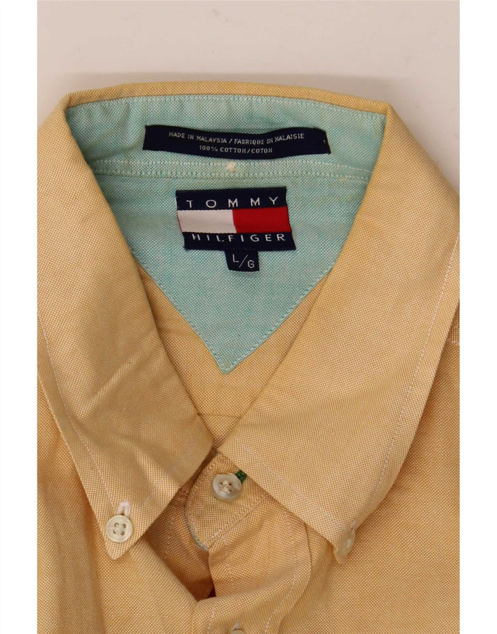 Camicia da uomo Tommy Hilfiger grande in cotone giallo