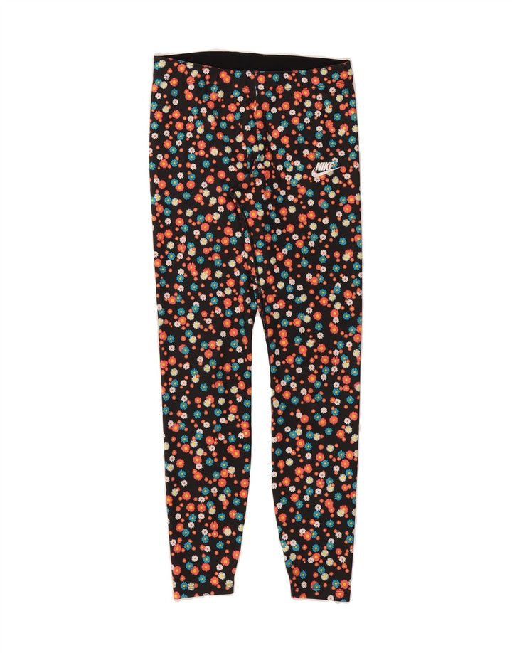 NIKE Womens Leggings UK 12 Medium  Black Floral Polyester Vintage Nike and Second-Hand Nike from Messina Hembry 
