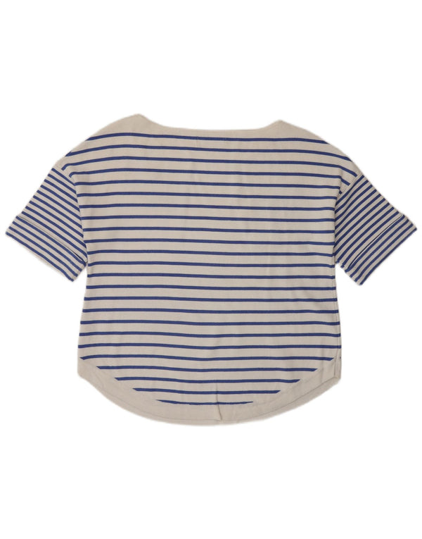 Maglione Zara da donna a maniche corte con scollo a barchetta UK 14 grandi righe bianche