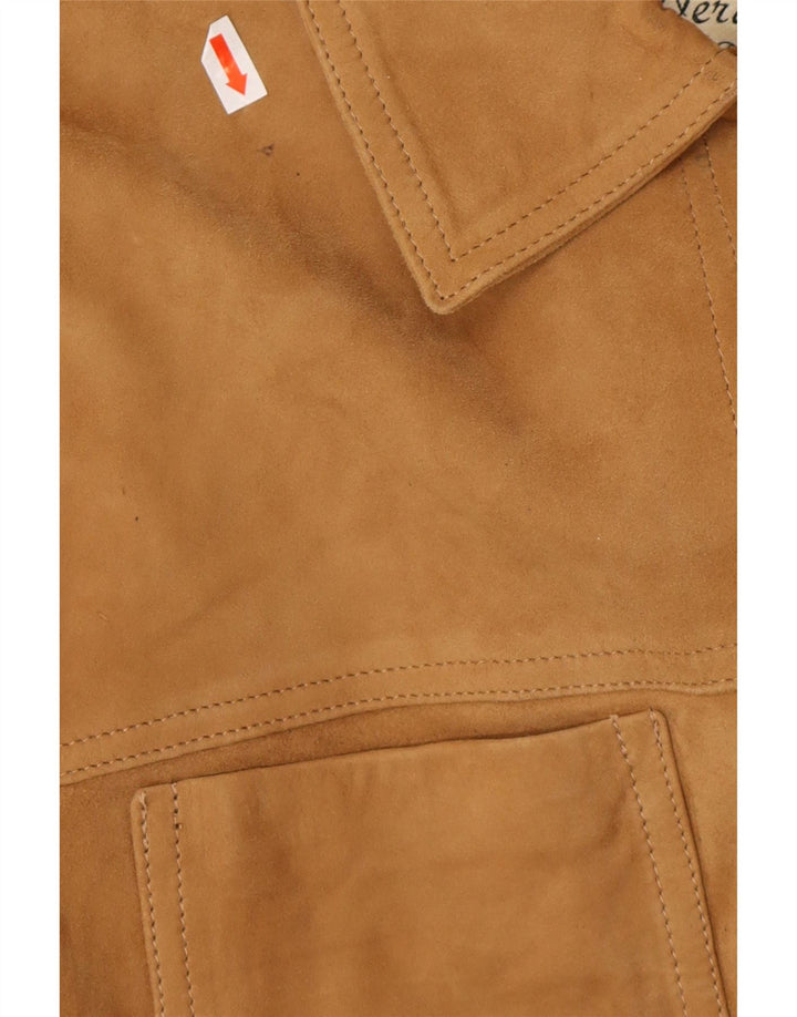 Giacca in pelle scamosciata dal taglio ampio da donna VINTAGE UK 18 XL in pelle marrone