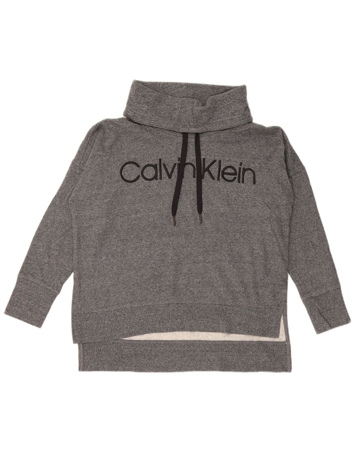 CALVIN KLEIN Felpa con grafica oversize da donna UK 14 Grigio medio