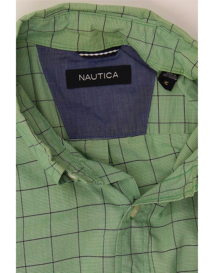 Camicia da uomo a maniche corte Nautica in cotone a quadri verde medio