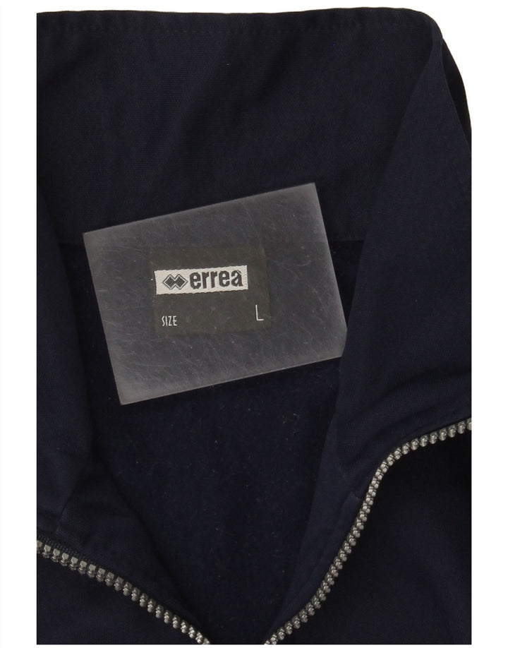Errea Felpa da uomo con collo con zip, maglione grande, blu navy, in poliestere