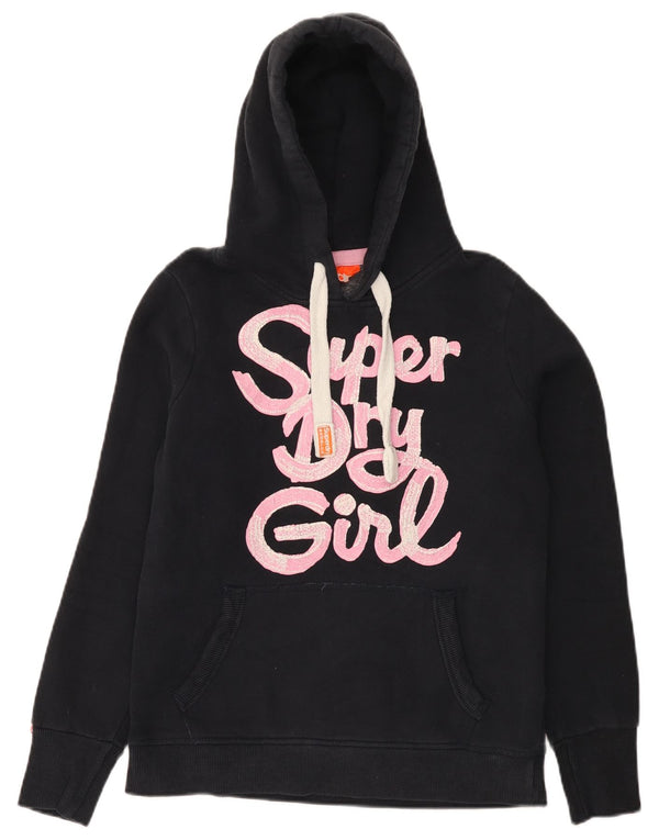 Felpa con cappuccio grafica da donna Superdry UK 14 cotone blu navy medio