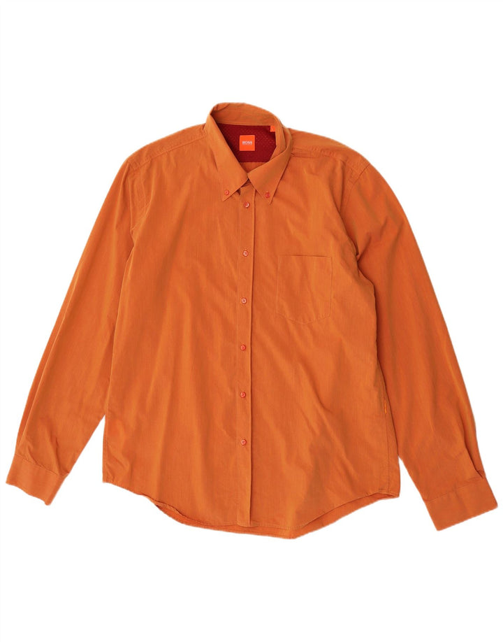 Camicia da uomo Hugo Boss Large in cotone arancione