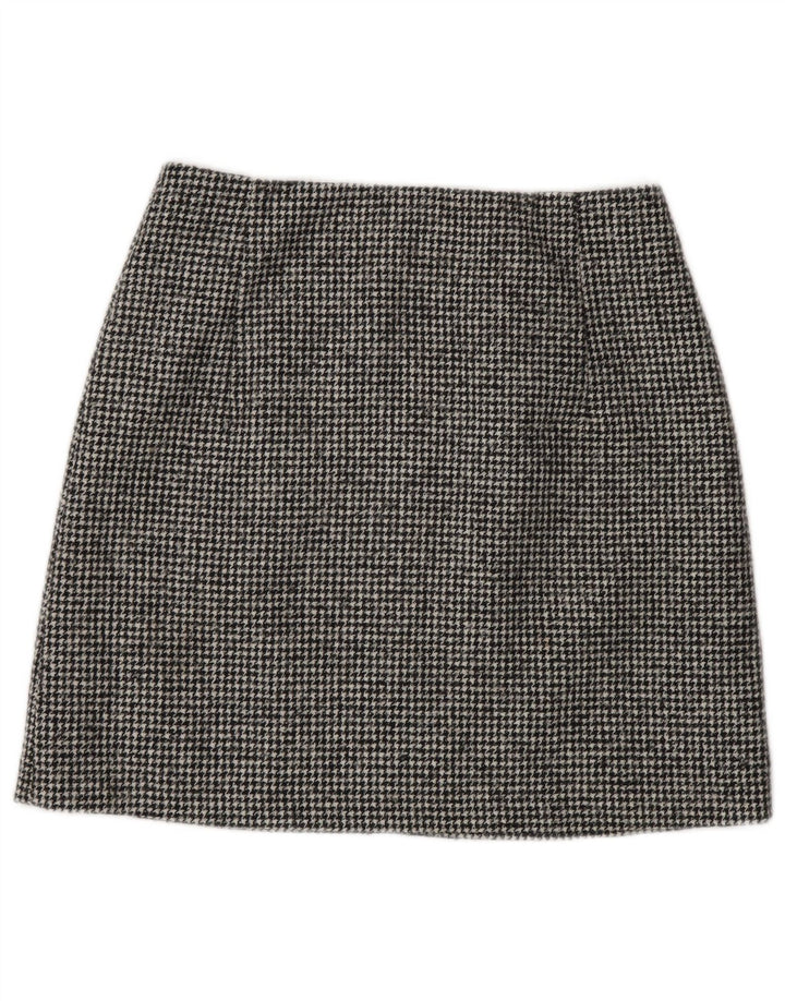 Minigonna da donna Massimo Dutti piccola W26 in lana pied de poule nera