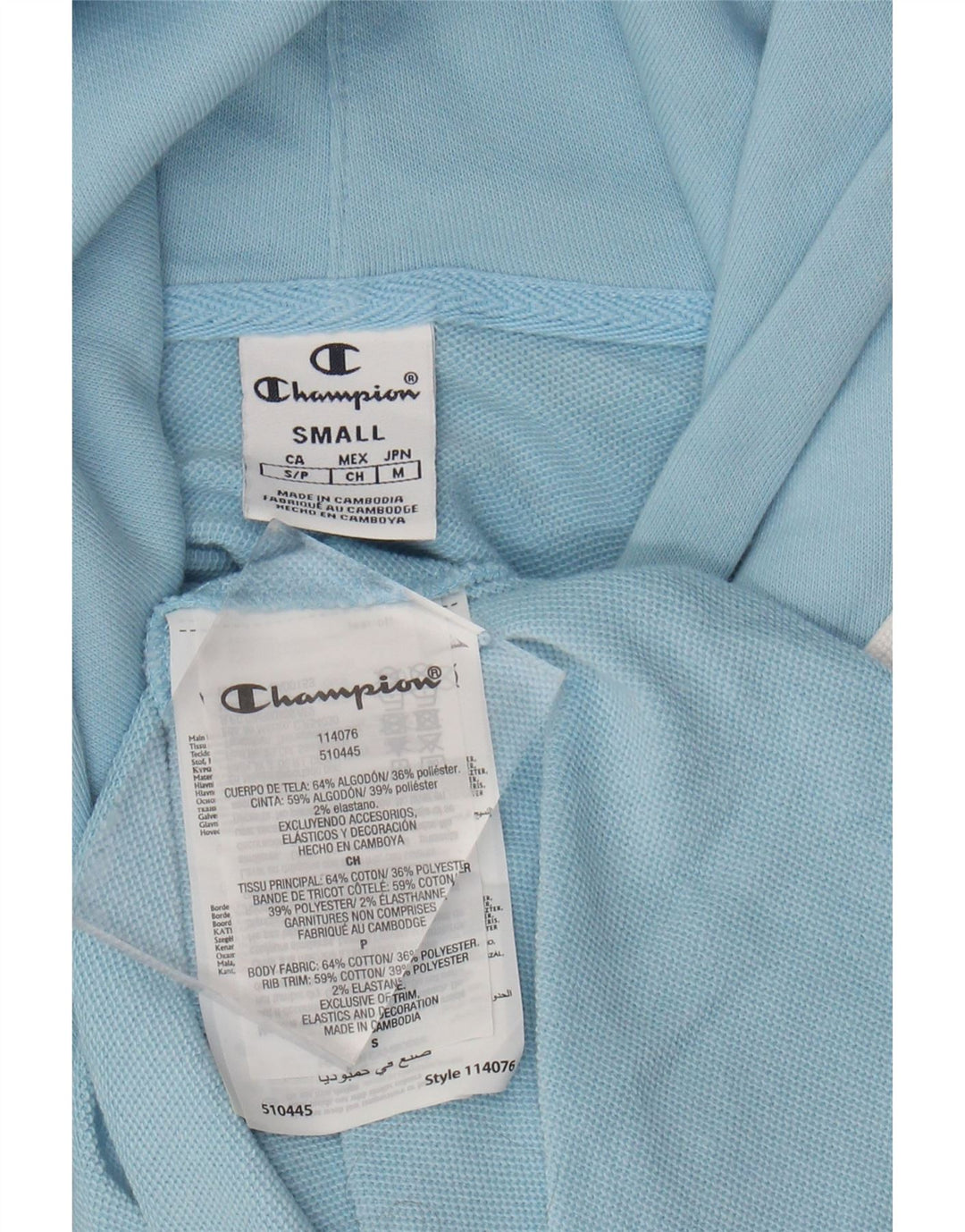 Maglione con cappuccio grafico oversize corto da donna CHAMPION UK 10 piccolo blu