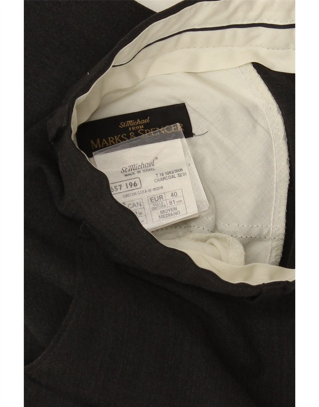 MARKS & SPENCER Pantaloni da abito dritti da uomo W30 L30 Poliestere grigio