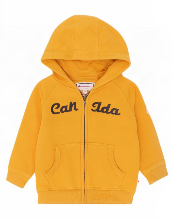 Maglione con cappuccio e zip grafica Canadiana per neonati, 18-24 mesi, in cotone giallo