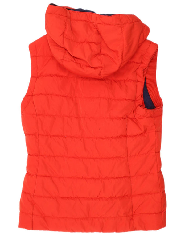 JACK WILLS Gilet imbottito con cappuccio da donna UK 8 piccolo poliestere rosso
