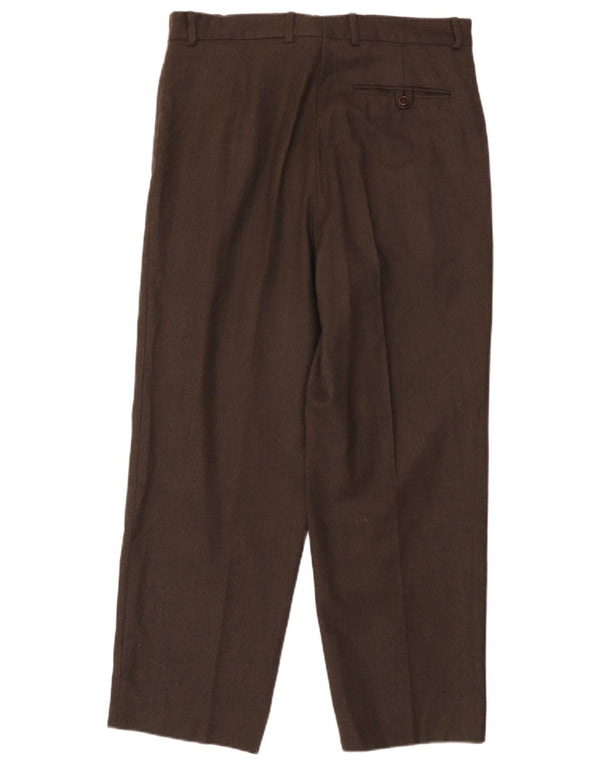 Pantaloni da abito con pegging da uomo Massimo Dutti EU 44 Large W34 L28 Lana marrone