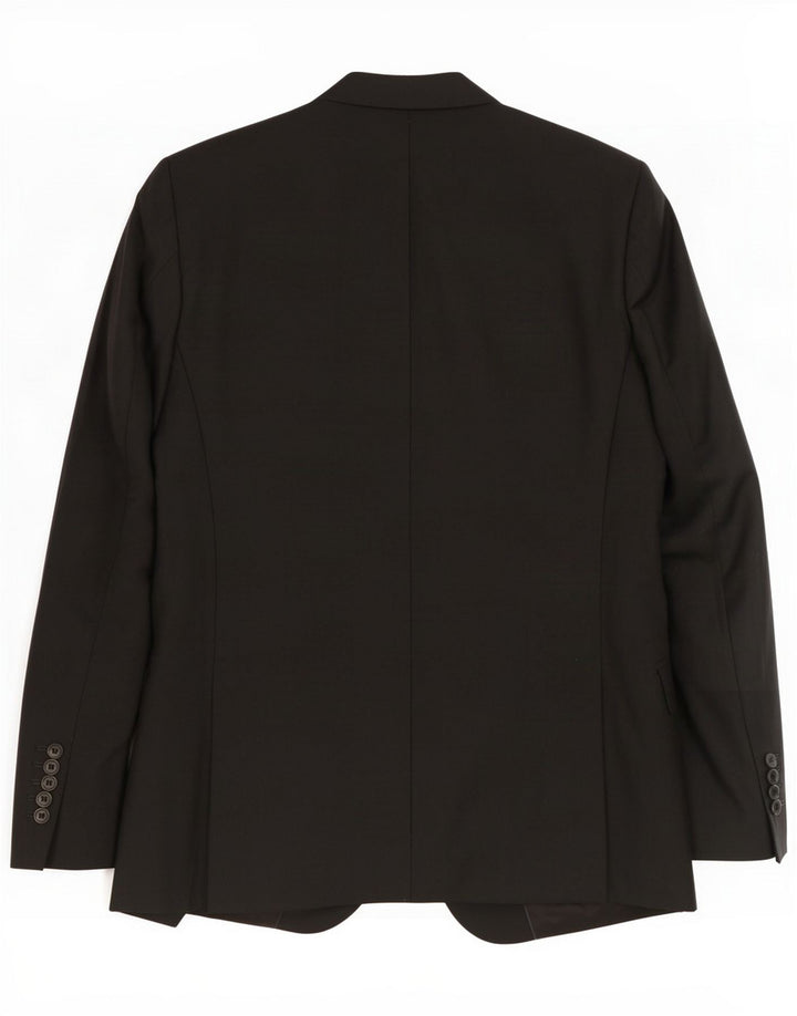 Giacca blazer vintage da uomo a 2 bottoni IT 42 XL Lana nera